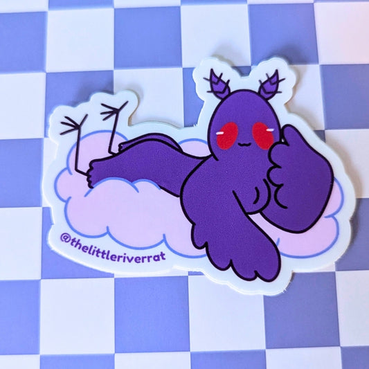 Mothman on a cloud sticker