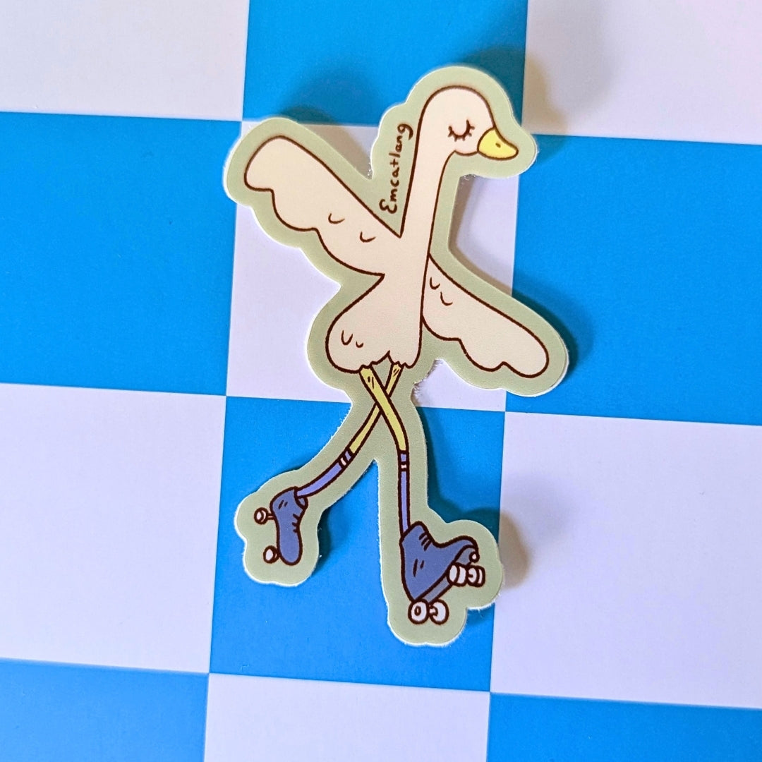 Roller Skating Goose Sticker
