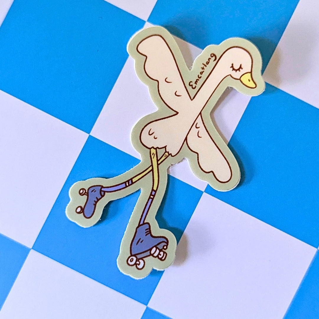 Roller Skating Goose Sticker