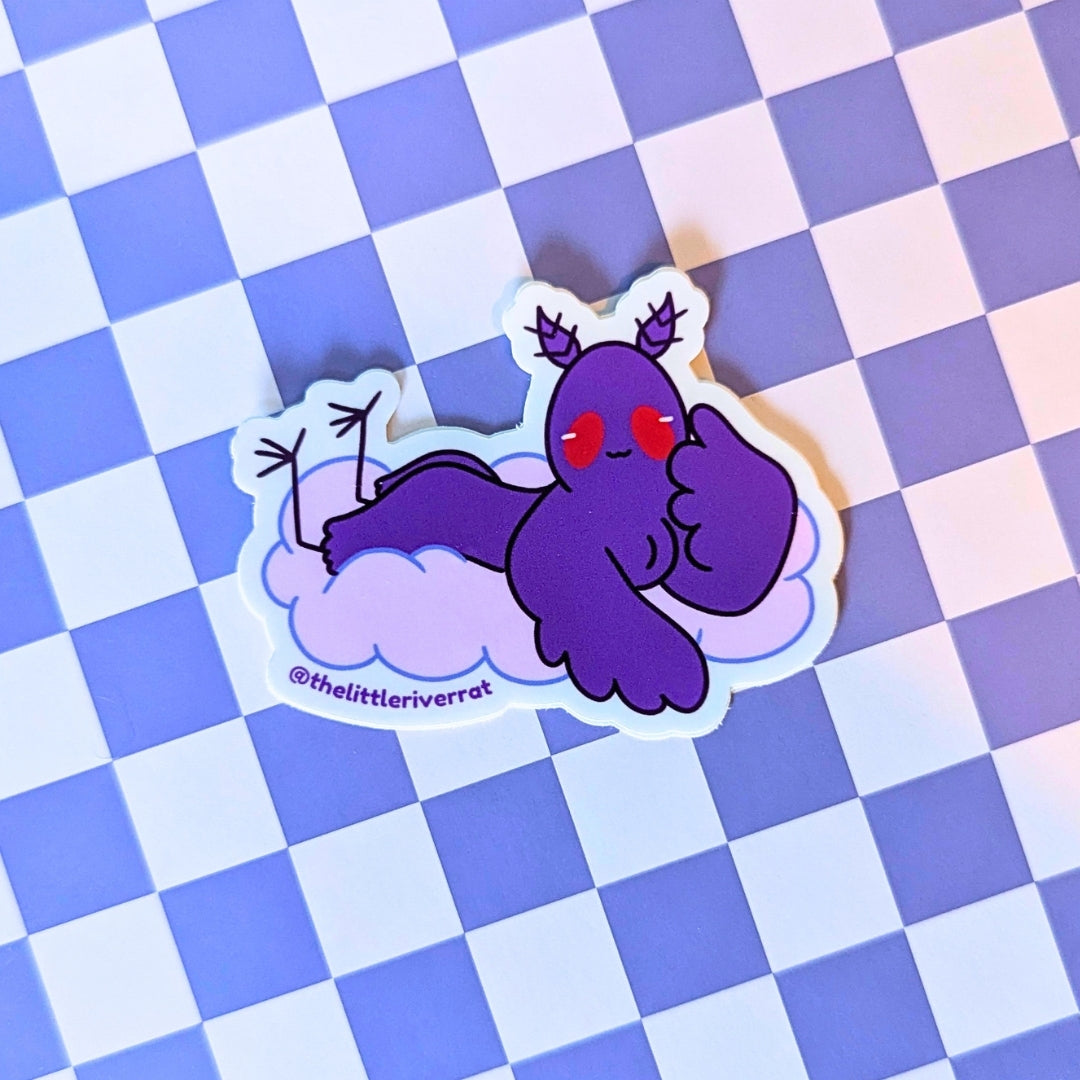 Mothman on a cloud sticker